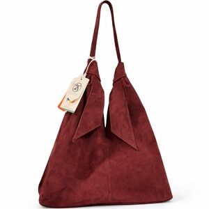 Italian Suede Slouchy Hobo Bag Wine NWT Divina Firenze